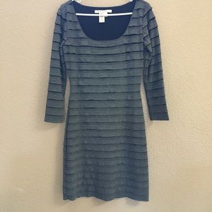 Max Studio Gray Layered Dress 3/4 Sleeves